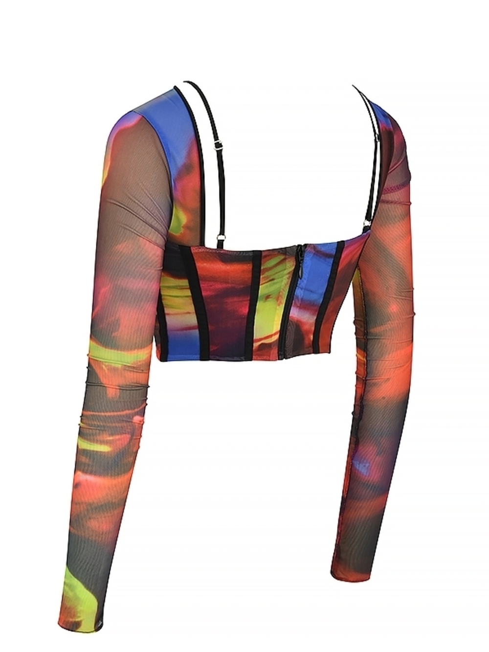 House of CB Mesh Multi-Color Corset Crop Top - Picture 4 of 4